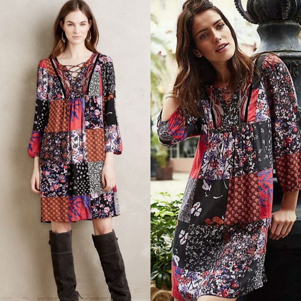 Bohemian Patchwork Dress - Multicolor